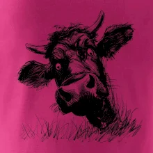 Čiernobiela karikatúra čierna krava hlava