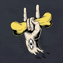 Rocková ruka kosť a oko