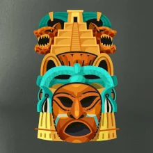 Mayová maska s pyramídou