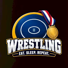 Zápasnická žíněnka se zlatou medailí eat sleep wrestling  repeat