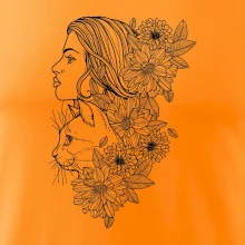 Žena a kočka - kreslená