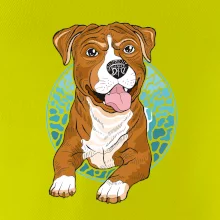 Americký staford kreslený v koliesku (Pecka design)