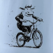 Tučná krava na bicykli