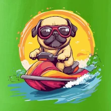 Mops na vodnom skútri