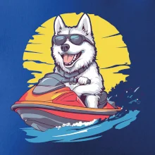 Husky na vodnom skútri
