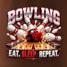 Bowlingová guľa a kolky eat sleep repeat