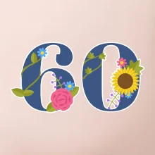 Kvetinové číslo kreslené - 60