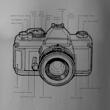 Nákres starý fotoaparát