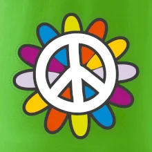 Peace symbol s kreslenou kvetinou
