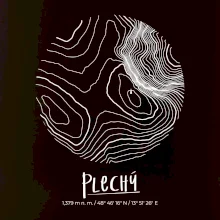 Plechý - vrstevnice v kruhu