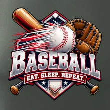 Baseballová pálka s rukavicou eat sleep repeat