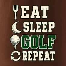 Eat sleep golf repeat typografie