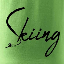 Skiing nápis lyžiar