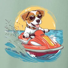 Jack russell teriér na vodnom skútri