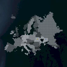 Mapa Európy - srdce v Ukrajine