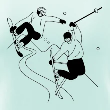 Lyžovanie - kreslené obrázok