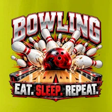 Bowlingová guľa a kolky eat sleep repeat