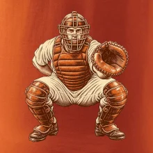 Baseballový catcher retro rytina