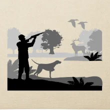 Lovec a stavač v lese