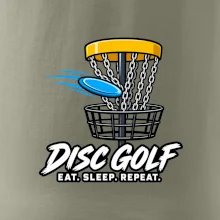 Discgolfový kôš s letiacim diskom eat sleep repeat