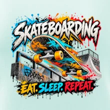 Skateboard ve street stylu eat sleep repeat