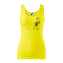 Kreslený rybár na pni