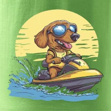 Jazvečík na vodnom skútri