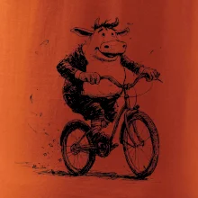 Tučná krava na bicykli