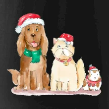 Veselé vianoce - pes, škrečok a mačka