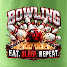 Bowlingová guľa a kolky eat sleep repeat