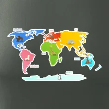 Svetové kontinenty s názvami a zvieratkami