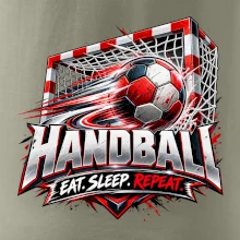 Hádzanárska lopta v bránke eat sleep repeat