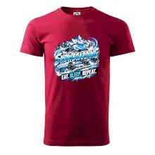 Snowboard s horským sněhem eat sleep repeat