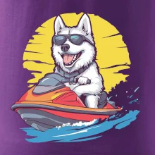 Husky na vodnom skútri