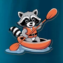 Mýval v kajaku kreslený