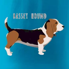 Basset hound pes s nápisom Basset hound pes s nápisom