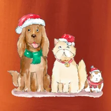 Veselé vianoce - pes, škrečok a mačka