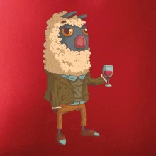 Alpaka s vínom muž