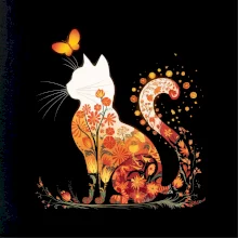 Kvetinová mačka a motýľ