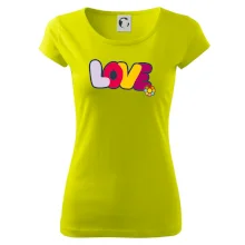 Love nápis s kvetinou