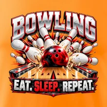 Bowlingová guľa a kolky eat sleep repeat