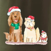 Veselé vianoce - pes, škrečok a mačka