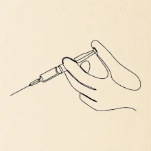 Ruka a injekcia jedným ťahom