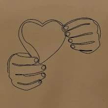 Ruka držiaca srdce jedným ťahom