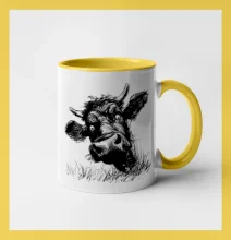 Čiernobiela karikatúra čierna krava hlava Čiernobiela karikatúra čierna krava hlava