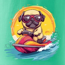 Mops na vodnom skútri