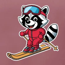 Mýval na lyžiach - kreslený