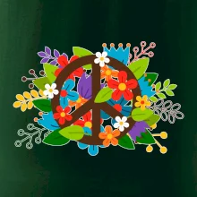 Peace symbol prerastený kvetinami