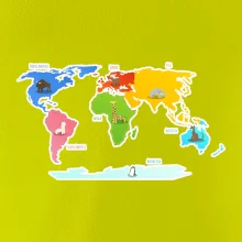 Svetové kontinenty s názvami a zvieratkami