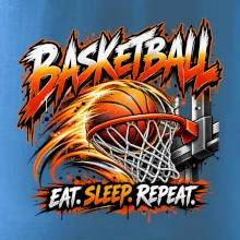 Basketbalový kôš s loptou eat sleep repeat